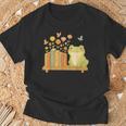 Cute Kawaii Frog Books Flowers T-Shirt Gifts for Old Men Cute Kawaii Frog Books Flowers T-Shirt Gifts for Old Men