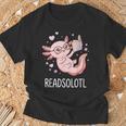 Cute Kawaii Readsolotl Axolotl Reading Book Pun T-Shirt Gifts for Old Men