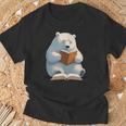 Cute Polar Bear Is Reading a Book Reading Polar Bear T-Shirt Gifts for Old Men
