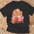 Cute Red Panda Reading Book Sloth Kawaii Animal T-Shirt Gifts for Old Men