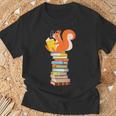 Cute Squirrel Reading Women's Tops Book Lovers T-Shirt Gifts for Old Men