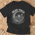 Dead Tired Still Awake Skeleton Moon Reading T-Shirt Gifts for Old Men