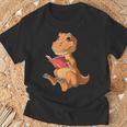Dinosaur Reading Book Dino Reading Book Lovers Book Readers T-Shirt Gifts for Old Men