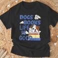 Dog Books Life Is Great T-Shirt Gifts for Old Men