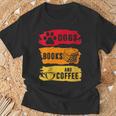 Dogs Books And Coffee Dog Book Reader Lover T-Shirt Gifts for Old Men