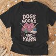Dogs Books And Yarn Crocheter Crocheting T-Shirt Gifts for Old Men Dogs Books And Yarn Crocheter Crocheting T-Shirt Gifts for Old Men