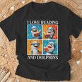 Dolphin Love Reading And Dolphins Child Book Lover T-Shirt Gifts for Old Men