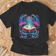 Dragon Reading Book Lover T-Shirt Gifts for Old Men
