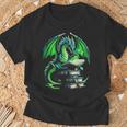Dragon Reading Books Bookworm T-Shirt Gifts for Old Men