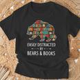 Easily Distracted By Bears & Books Lover Mammal Animal T-Shirt Gifts for Old Men