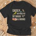 Easily Distracted By Birds & Books Vintage Birder T-Shirt Gifts for Old Men