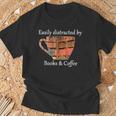 Easily Distracted By Books & Coffee T-Shirt Gifts for Old Men