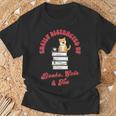 Easily Distracted By Books Cats Tea Book Lovers Librarians T-Shirt Gifts for Old Men