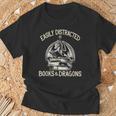 Easily Distracted By Books And Dragons Book Dragon Lover T-Shirt Gifts for Old Men Easily Distracted By Books And Dragons Book Dragon Lover T-Shirt Gifts for Old Men