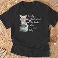 Easily Distracted By Books Wine And Cats Lover T-Shirt Gifts for Old Men