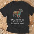 Easily Distracted By Bulldogs & Books Lover Pet Pup T-Shirt Gifts for Old Men