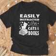 Easily Distracted By Cats And Books Books Cat Book Lover T-Shirt Gifts for Old Men