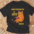 Easily Distracted By Cats And Books For Cat And Book Lover T-Shirt Gifts for Old Men