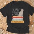 Easily Distracted Cats And Books Cat Lovers For Men Women Kids T-Shirt Gifts for Old Men