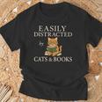 Easily Distracted By Cats And Books Cute Cat Reading Reader T-Shirt Gifts for Old Men Easily Distracted By Cats And Books Cute Cat Reading Reader T-Shirt Gifts for Old Men