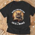 Easily Distracted By Cats And Books Librarians Bibliophiles T-Shirt Gifts for Old Men Easily Distracted By Cats And Books Librarians Bibliophiles T-Shirt Gifts for Old Men