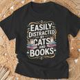 Easily Distracted By Cats And Books T-Shirt Gifts for Old Men Easily Distracted By Cats And Books T-Shirt Gifts for Old Men