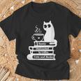 Easily Distracted Cats Coffee And Books T-Shirt Gifts for Old Men