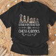 Easily Distracted By Chess And Books T-Shirt Gifts for Old Men