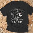 Easily Distracted By Chickens And Coffee And Books T-Shirt Gifts for Old Men