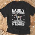 Easily Distracted By Chihuahuas & Books T-Shirt Gifts for Old Men