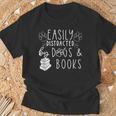 Easily Distracted By Dogs & Books Lover Reading T-Shirt Gifts for Old Men