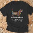 Easily Distracted By Dogs & Books T-Shirt Gifts for Old Men