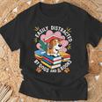 Easily Distracted By Dogs And Books Pets Books Lovers T-Shirt Gifts for Old Men