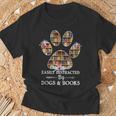 Easily Distracted By Dogs And Books Tshirt T-Shirt Gifts for Old Men