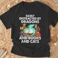 Easily Distracted By Dragons Books Cats Fantasy Book Lover T-Shirt Gifts for Old Men Easily Distracted By Dragons Books Cats Fantasy Book Lover T-Shirt Gifts for Old Men