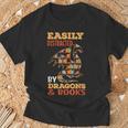 Easily Distracted By Dragons And Books Dragon Lover Mythical T-Shirt Gifts for Old Men Easily Distracted By Dragons And Books Dragon Lover Mythical T-Shirt Gifts for Old Men