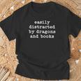 Easily Distracted By Dragons And Books Men Women Books Lover T-Shirt Gifts for Old Men