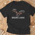 Easily Distracted By Dragons And Books Nerd Readers T-Shirt Gifts for Old Men