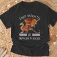 Easily Distracted By Dragons And Books Nerds T-Shirt Gifts for Old Men