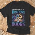 Easily Distracted By Dragons Fantasy Book Reading T-Shirt Gifts for Old Men