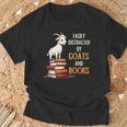 Easily Distracted By Goats And Books Goats And Book Reading T-Shirt Gifts for Old Men