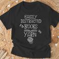 Easily Distracted By Knitting Books And Yarn Quote Reader T-Shirt Gifts for Old Men