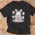 Easter Bunny Reading Book Cute Pastel Eggs T-Shirt Gifts for Old Men