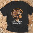 Education Is Freedom Afro Woman Book Illustration T-Shirt Gifts for Old Men