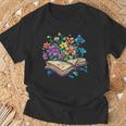 Enchanted Open Book With Blooming Flowers T-Shirt Gifts for Old Men