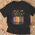 Equality Book Flower Peace Love Kindness LGBTQ Pride T-Shirt Gifts for Old Men
