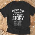 Every Day I Experience A New Story Book Reading Bookworm T-Shirt Gifts for Old Men