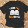 Fight Evil Read Books T-Shirt Gifts for Old Men