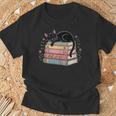 Floral Cat Sleeping On Books T-Shirt Gifts for Old Men Floral Cat Sleeping On Books T-Shirt Gifts for Old Men
