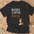Fox Books Coffee Foxes Women Fox Graphic Cute Fox Lovers T-Shirt Gifts for Old Men